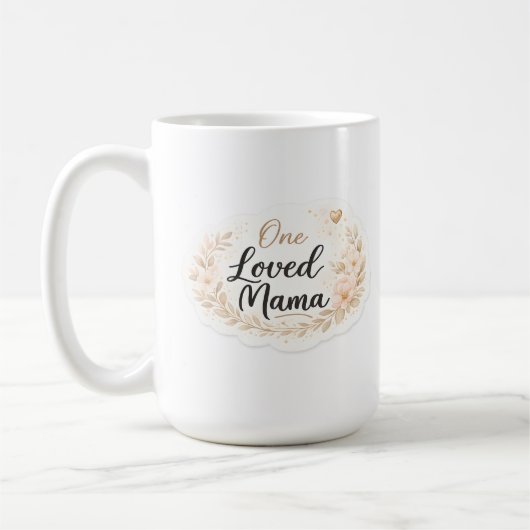 One Loved Mama Soft Floral Mother Quote コーヒーマグカップ (左)