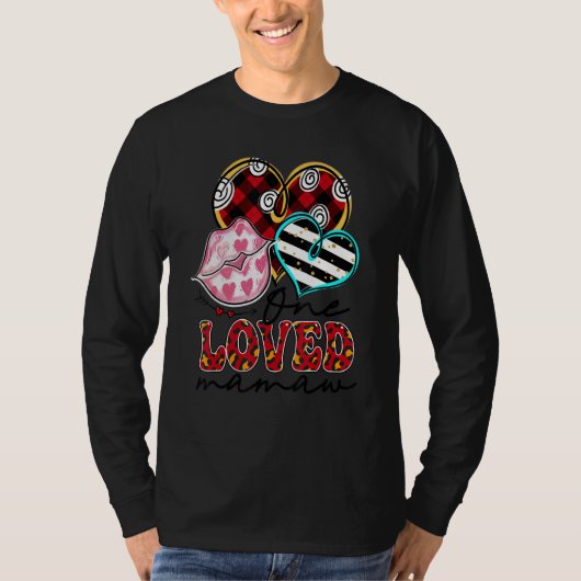 One Loved Mamaw Kissing Red Plaid Heart Valentine' Tシャツ (正面)