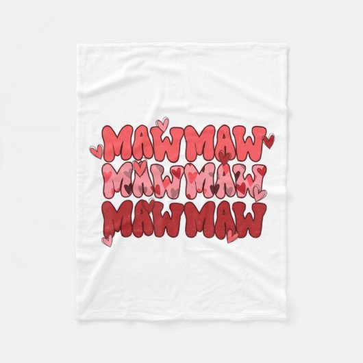 One Loved Mawmaw Valentine Mawmaw Heart Happy Vale フリースブランケット (正面)