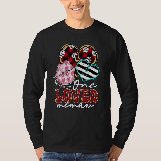 One Loved Memaw Kissing Red Plaid Heart Valentine' Tシャツ (正面)