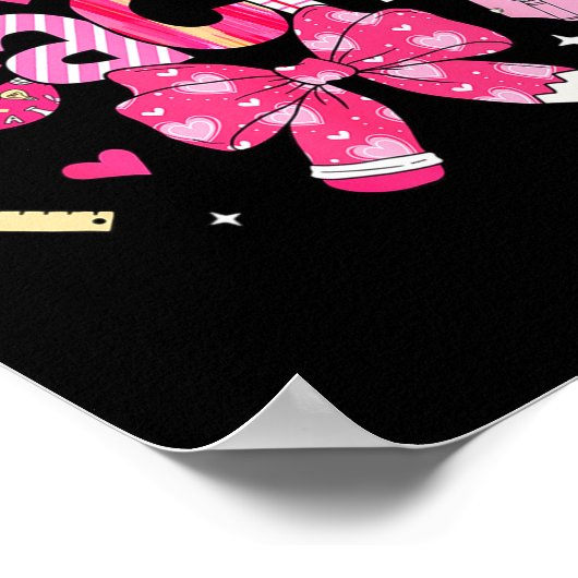 One Loved Teacher Coquette Bow Pencil Valentine Gi ポスター (角)