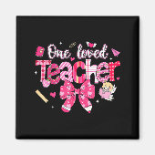 One Loved Teacher Coquette Bow Pencil Valentine Gi マグネット (正面)