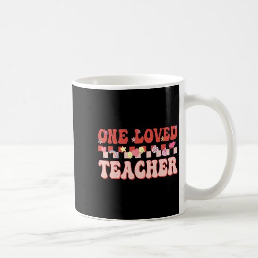 One Loved Teacher Happy Valentines Day Retro Groov コーヒーマグカップ (右)
