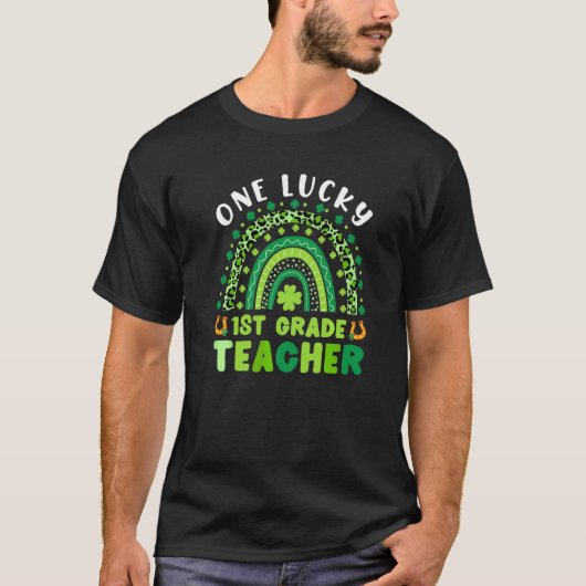 One Lucky 1st Grade Teacher Rainbow St Patrick's D Tシャツ (正面)