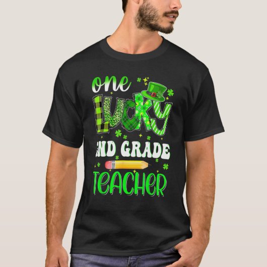 One Lucky 2nd Grade Teacher Pencil Shamrock St Pat Tシャツ (正面)