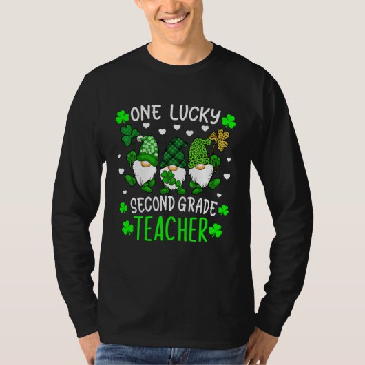One Lucky 2nd Second Grade Teacher Gnome St Patric Tシャツ (正面)