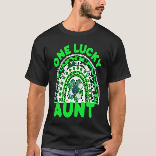 One Lucky Aunt Good Luck Green Rainbow Shamrock Le Tシャツ (正面)
