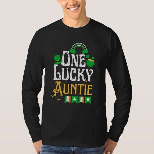 One Lucky Auntie St Patricks Day Irish Shamrock Tシャツ (正面)
