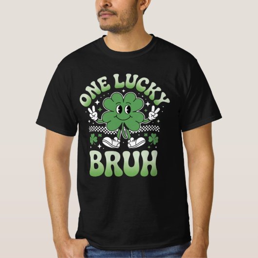 One Lucky Bruh Shirt – Funny St Patrick’s Day Clov Tシャツ (正面)