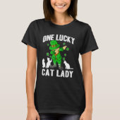 One Lucky Cat Lady St Patricks Day Dabbing Leprech Tシャツ (正面)