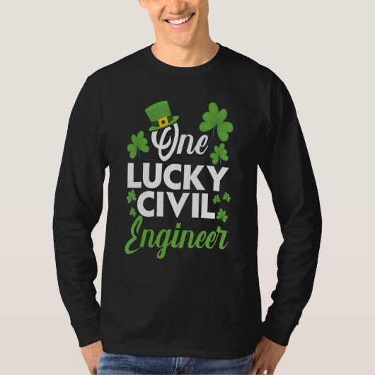 One Lucky Civil Engineer Engineering Irish Tシャツ (正面)