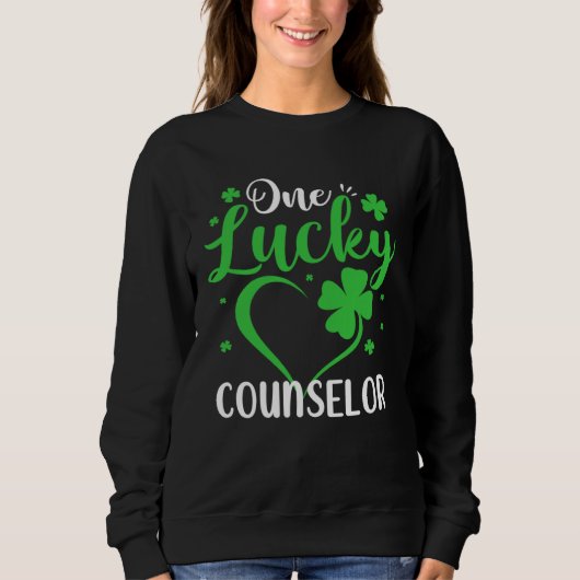 One Lucky Counselor Heart Shamrock St Patricks Day スウェットシャツ (正面)