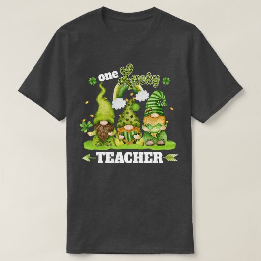 One Lucky Cute Teacher Leopard Gnomes Happy St Pat Tシャツ (デザイン正面)