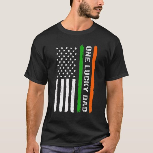 One Lucky Dad Irish American Flag Ireland St Patri Tシャツ (正面)