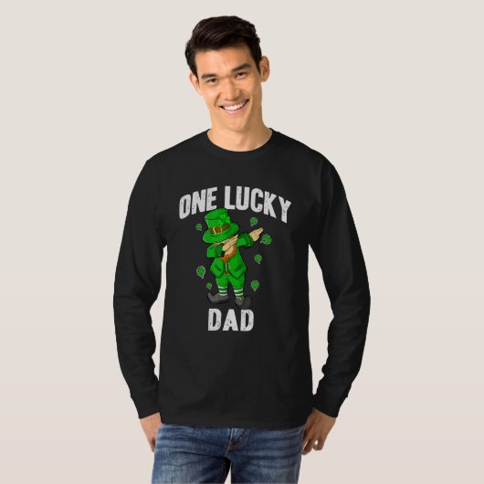 One Lucky Dad St Patricks Day Dabbing Leprechaun M Tシャツ (正面フル)