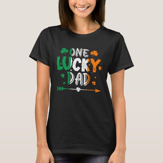 One Lucky Dad St Patricks Day Irish Flag Ireland F Tシャツ (正面)