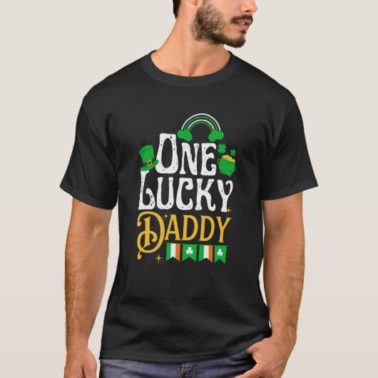 One Lucky Daddy St Patricks Day Irish Shamrock Tシャツ (正面)