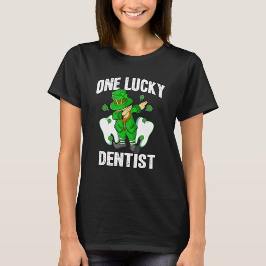 One Lucky Dentist St Patricks Day Dabbing Leprecha Tシャツ (正面)