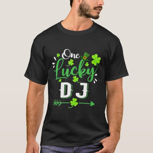 One Lucky DJ Music Shamrock Leprechaun Hat St Patr Tシャツ (正面)