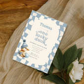 "One Lucky Duck" 1歳の誕生日 招待状