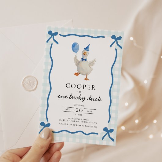 One Lucky Duck 1st Birthday 招待状