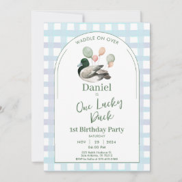 One Lucky Duck 1st Birthday Invitation 招待状