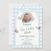 One Lucky Duck 1st Birthday Photo Invitation 招待状 (正面)