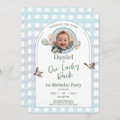 One Lucky Duck 1st Birthday Photo Invitation 招待状 (正面/裏面)