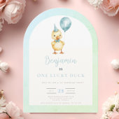  One Lucky Duck Balloon 1st Birthday 招待状