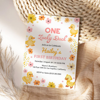 One Lucky Duck Birthday Invitation 招待状