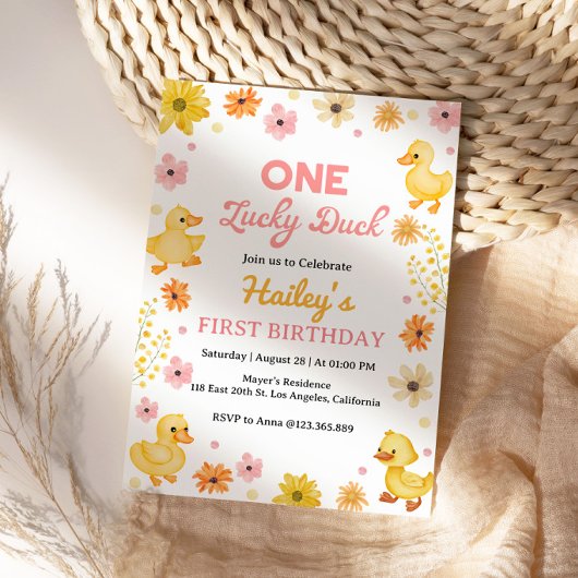 One Lucky Duck Birthday Invitation 招待状