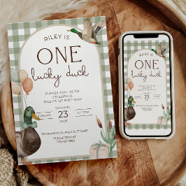One Lucky Duck Birthday Invitation Boys First 招待状