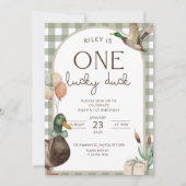One Lucky Duck Birthday Invitation Boys First Birt 招待状 (正面)