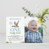 One Lucky Duck Boy 1st Birthday Photo 招待状 (スタンド正面)