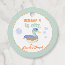 One Lucky Duck & Bubbles 一歳の誕生日 パステル フェイバータグ