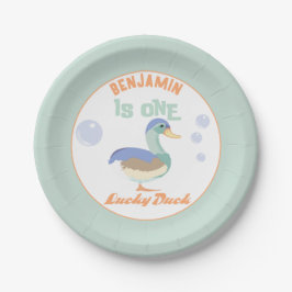 One Lucky Duck & Bubbles 1歳の誕生日 パステル ペーパープレート