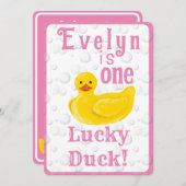 One Lucky Duck First Birthday Invitation 招待状 (正面/裏面)