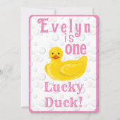 One Lucky Duck First Birthday Invitation 招待状 (正面)