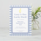 One Lucky Duck Invitation Template (Dusty Blue) 招待状 (スタンド正面)