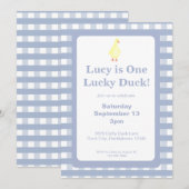 One Lucky Duck Invitation Template (Dusty Blue) 招待状 (正面/裏面)