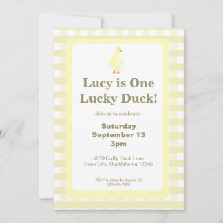 One Lucky Duck Invitation Template (Pale Yellow) 招待状