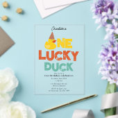 One Lucky Duck Invite 1st First Birthday Cute アクリル招待状 (インサイチュ (ウェディング))