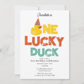 One Lucky Duck Invite 1st  First Birthday Cute 招待状 (正面)