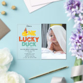 One Lucky Duck Invite 1st  First Birthday Photo アクリル招待状 (インサイチュ (ウェディング))