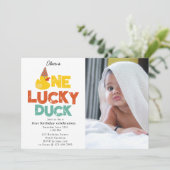 One Lucky Duck Invite 1st  First Birthday Photo 招待状 (スタンド正面)
