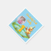 One Lucky Duck Kids 1st Birthday Photo スタンダードカクテルナプキン (角)
