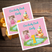 One Lucky Duck Kids 1st Birthday Photo スタンダードカクテルナプキン