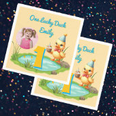 One Lucky Duck Kids 1st Birthday Photo スタンダードカクテルナプキン
