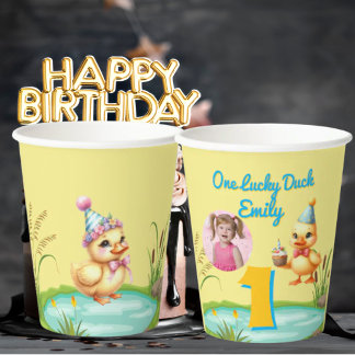 One Lucky Duck Kids Birthday Photo 紙コップ