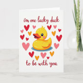 One Lucky Duck Love Hearts Card カード (正面)